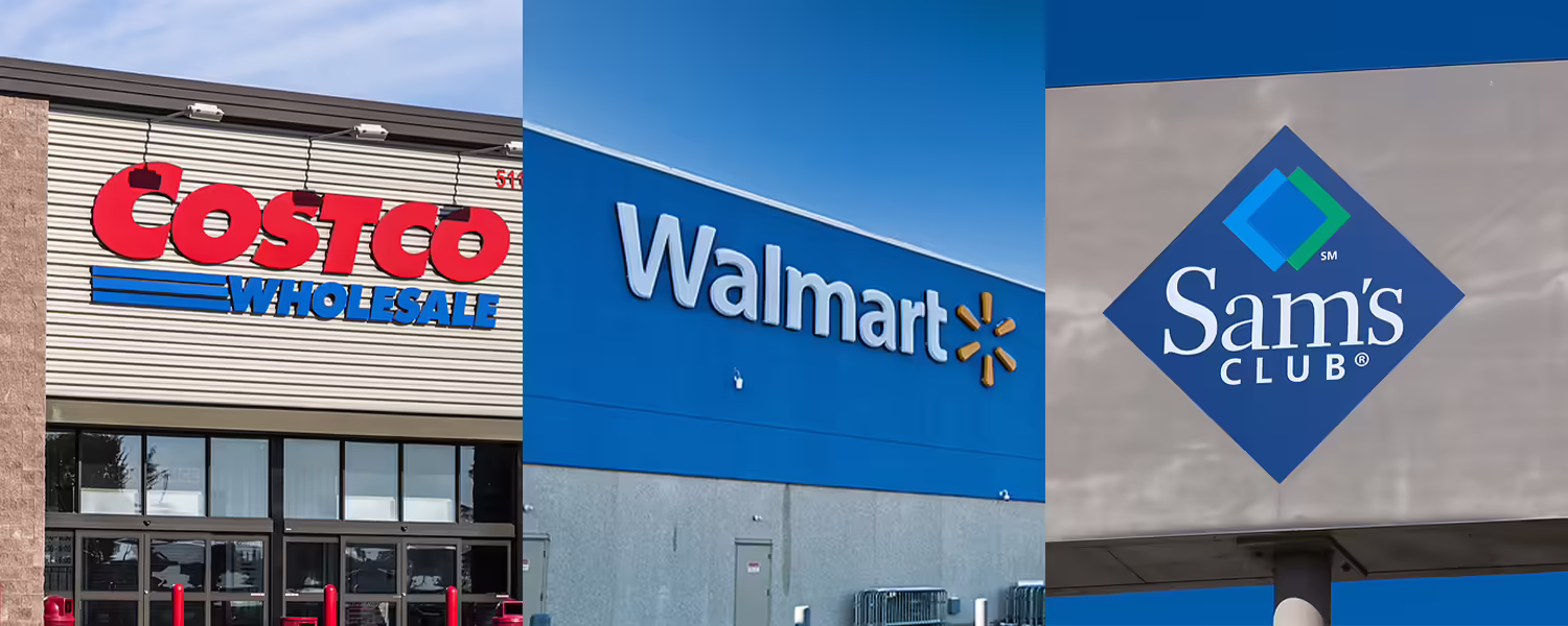 Costco, Walmart, Sam's Club